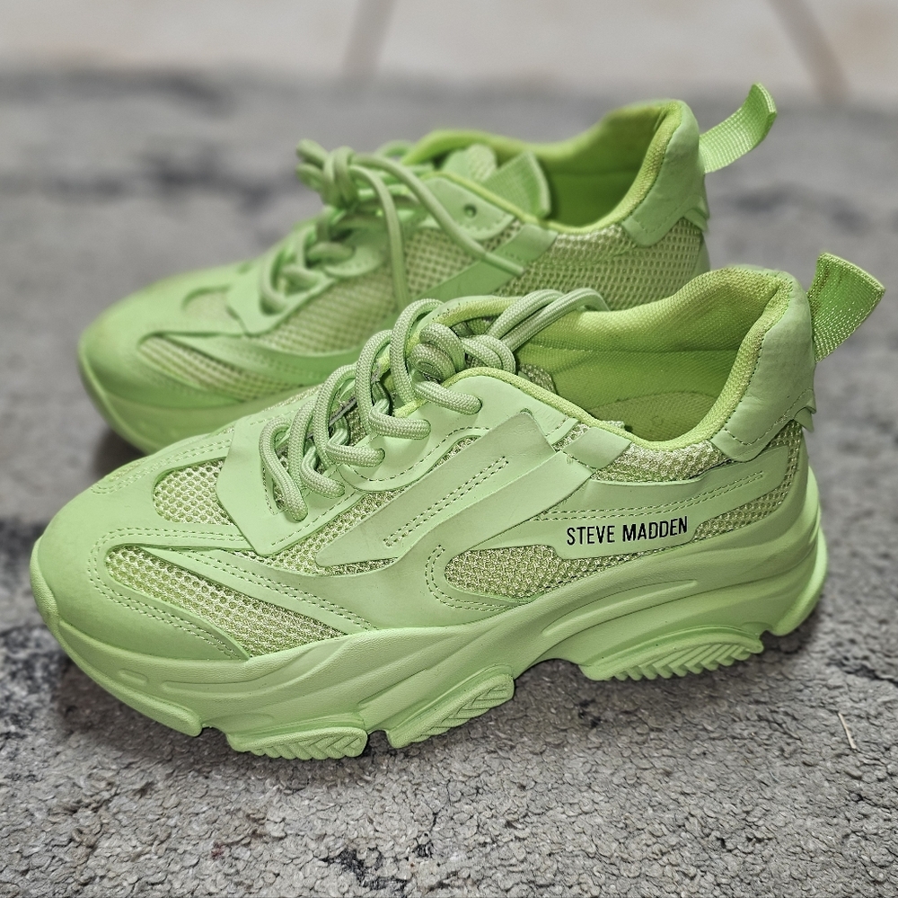 Steve Madden Possession Green Sneakers Size 6.5 - Picture 2 of 6